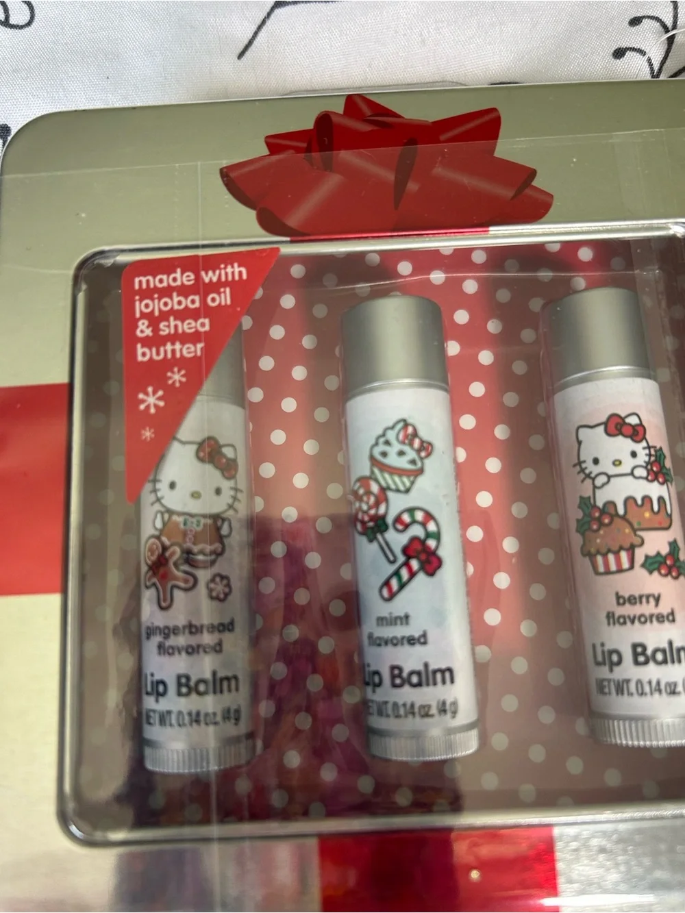 Hello Kitty Holiday Lip Balm Trio — Red & White Packaging